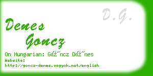 denes goncz business card